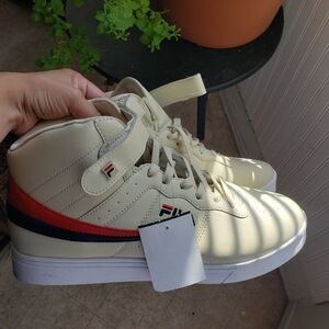 NWT FILA AUTHENTIC MEN'S IVORY MID PLUS HI TOP SNEAKERS SHOES SIZE 10